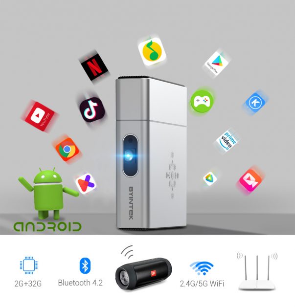 BYINTEK U50 Pro Mini WIFI DLP Projector Full HD 1080P 2/32GB Android Bluetooth 3D