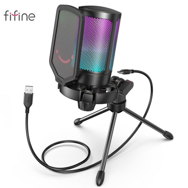 Microfone Gamer RGB Fifine AMPLIGAME A6V
